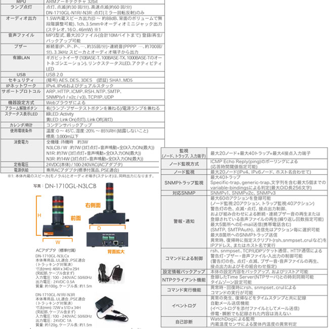 DN-1710GLの仕様