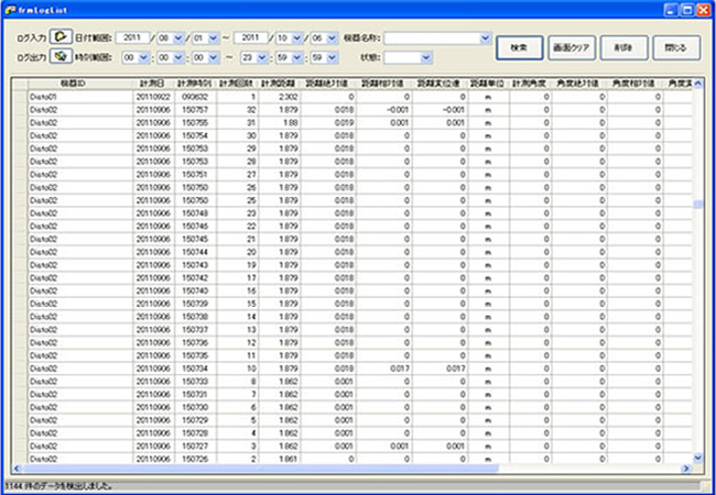 測定データのログ表示